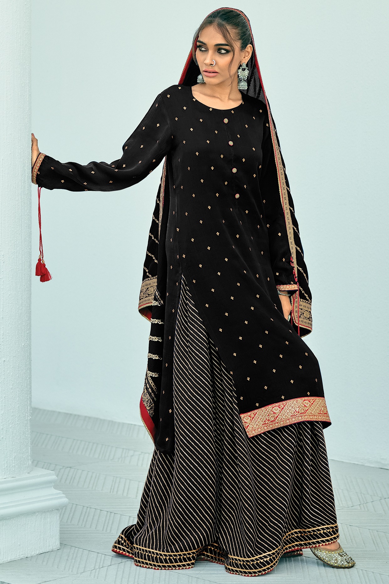 Georgette Ladies Black Sharara at Rs 630/piece in Jaipur | ID: 23204707691